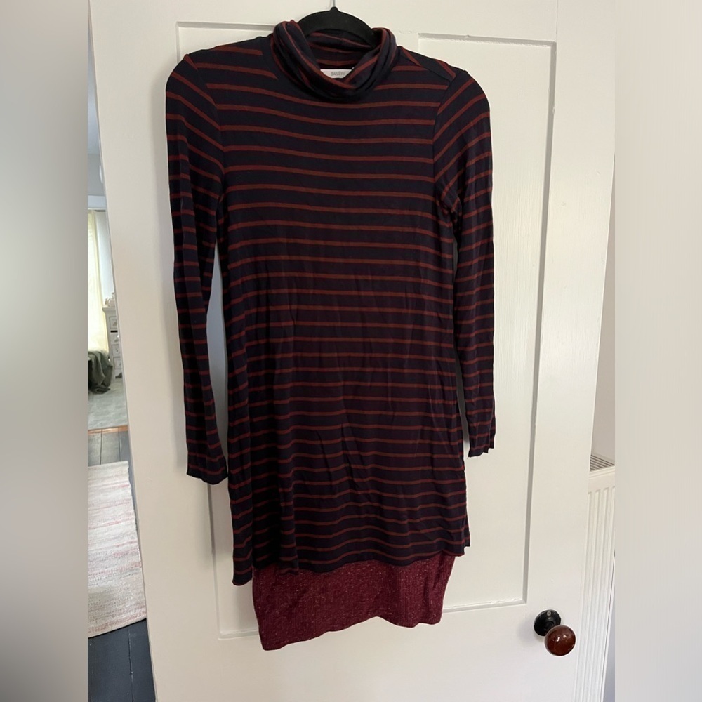 Anthropologie Bailey44 Navy and Red Stripe Dress Turtleneck Small